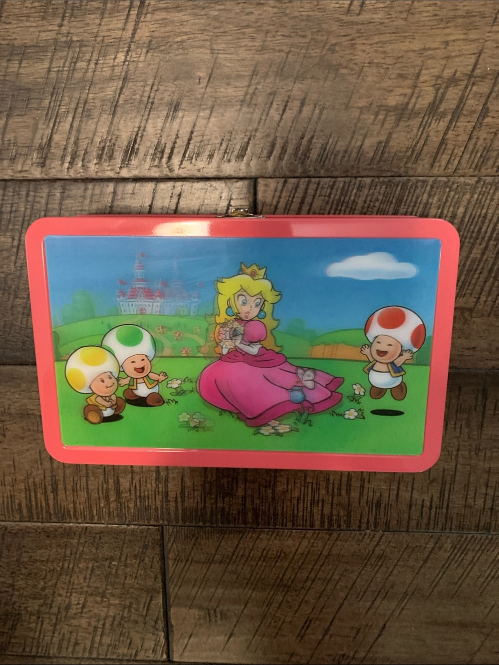 Nintendo Princess Peach Pink Tin Lunch Box with Toads